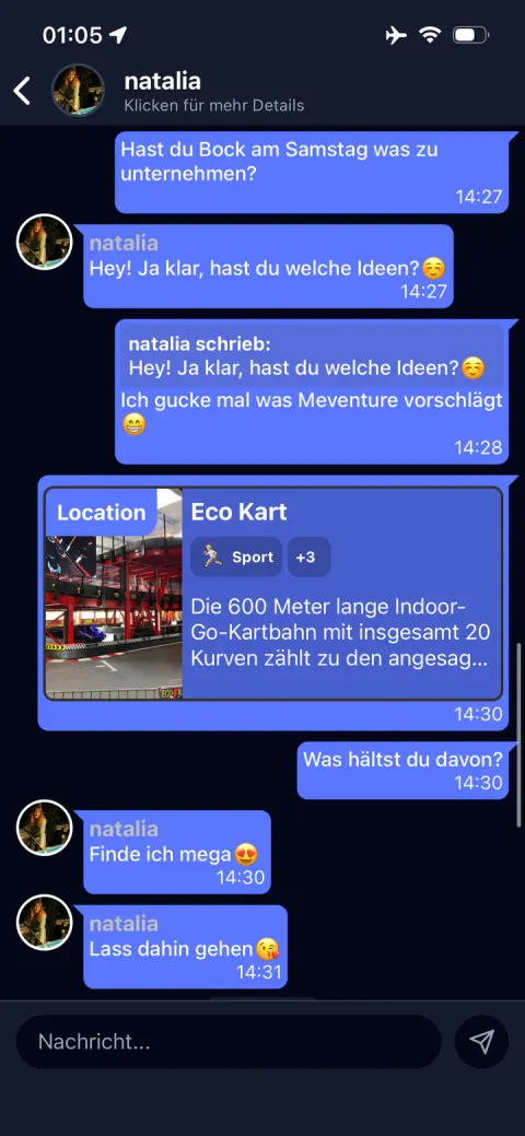 Meventure App: Sozialer Austausch