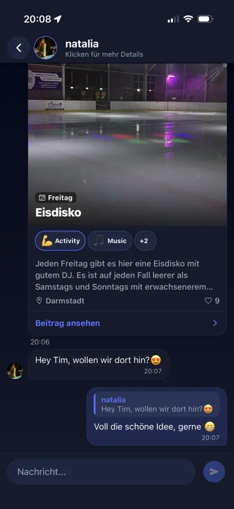 Meventure App: Sozialer Austausch