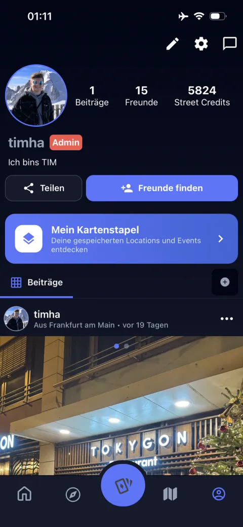 Nutzerprofil mit Street-Credits